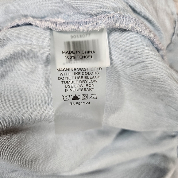 Vince Camuto Lighweight Denim, Wrap Front Blouse, Light Blue, Size Small - Picture 9 of 14